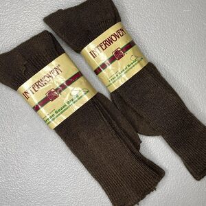 Vintage INTERWOVEN Mens Socks Green Seam Over Calf Acrylic Nylon Sz 10- 13 Brown